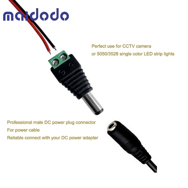 2 x Male 2.1x5.5mm DC Power Cable Jack Adapter Connector Plug Led Strip CCTV Camera Use 12V