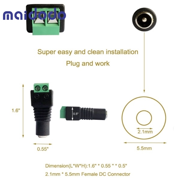 10 x Female 2.1x5.5mm DC Power Cable Jack Adapter Connector Plug Led Strip CCTV Camera Use 12V