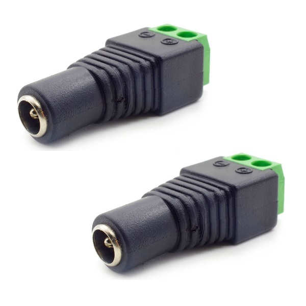 2 x Female 2.1x5.5mm DC Power Cable Jack Adapter Connector Plug Led Strip CCTV Camera Use 12V