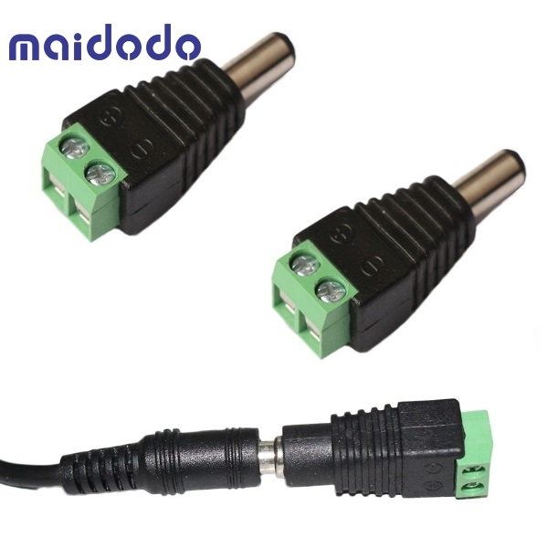 2 x Male 2.1x5.5mm DC Power Cable Jack Adapter Connector Plug Led Strip CCTV Camera Use 12V