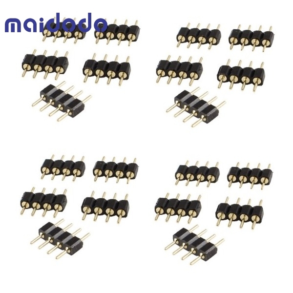 20x RGB SMD LED Connector 4 Pin Black Cable Connector Coupling Adapter Strip