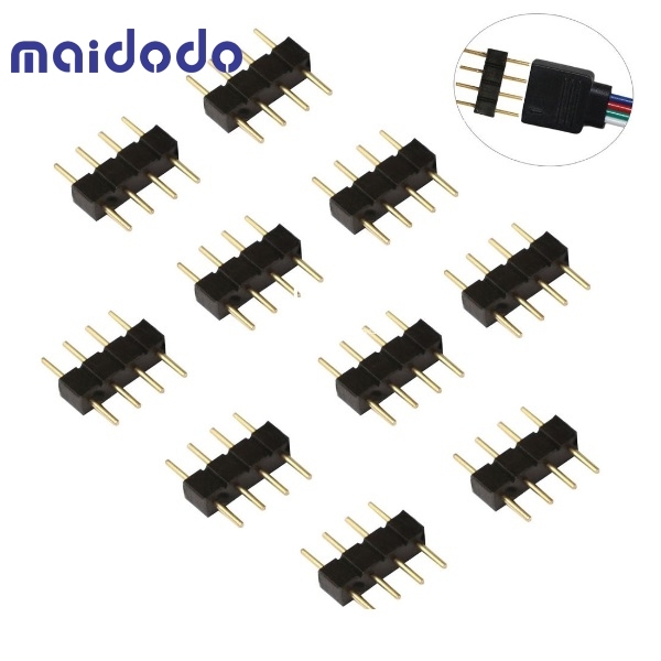 10x RGB SMD LED Connector 4 Pin Black Cable Connector Coupling Adapter Strip