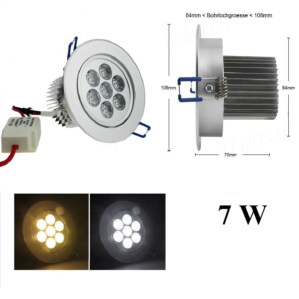 3x 7W Recessed LED Ceiling Spotlight Warm White Cold White