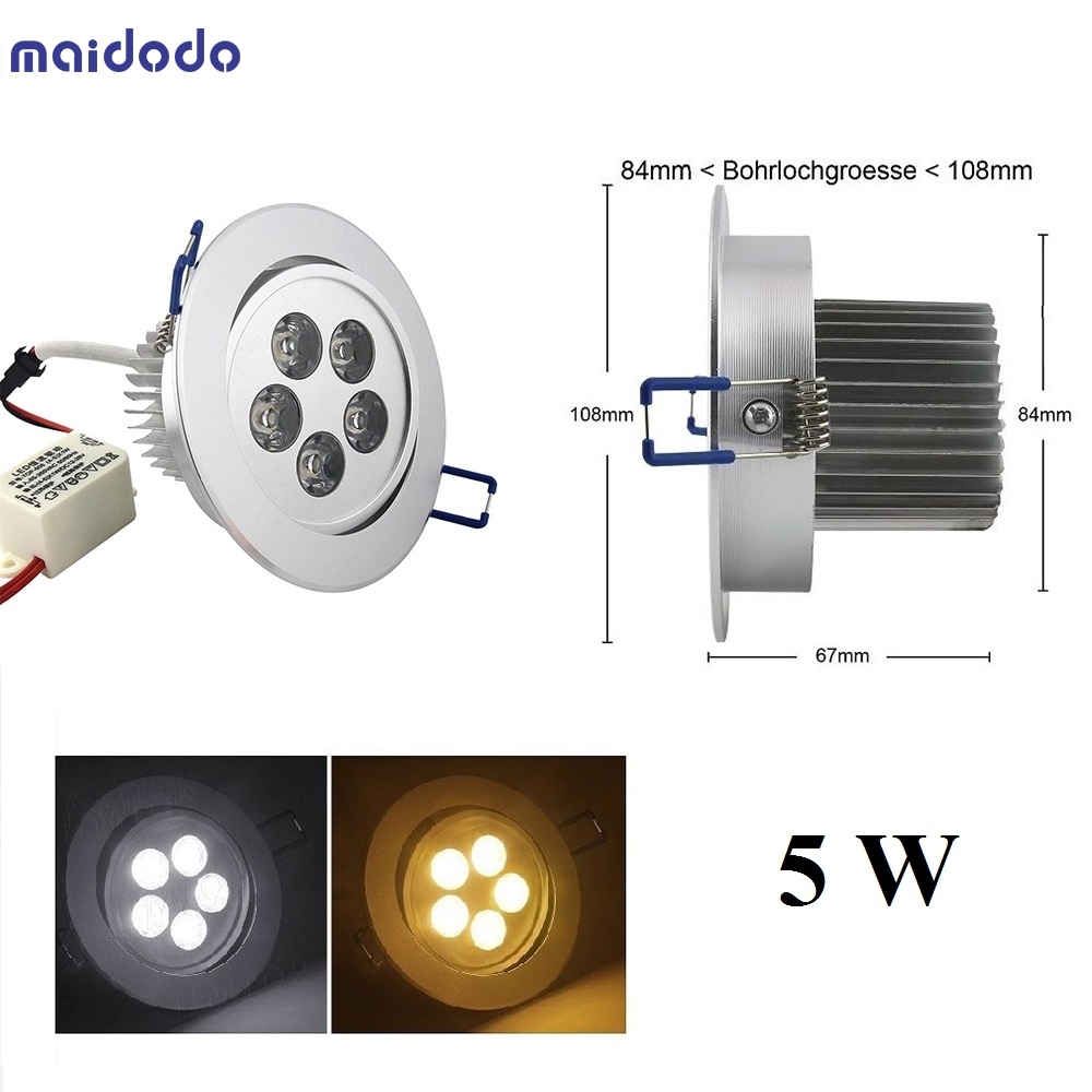 3x 5W Recessed LED Ceiling Spotlight Warm White Cold White