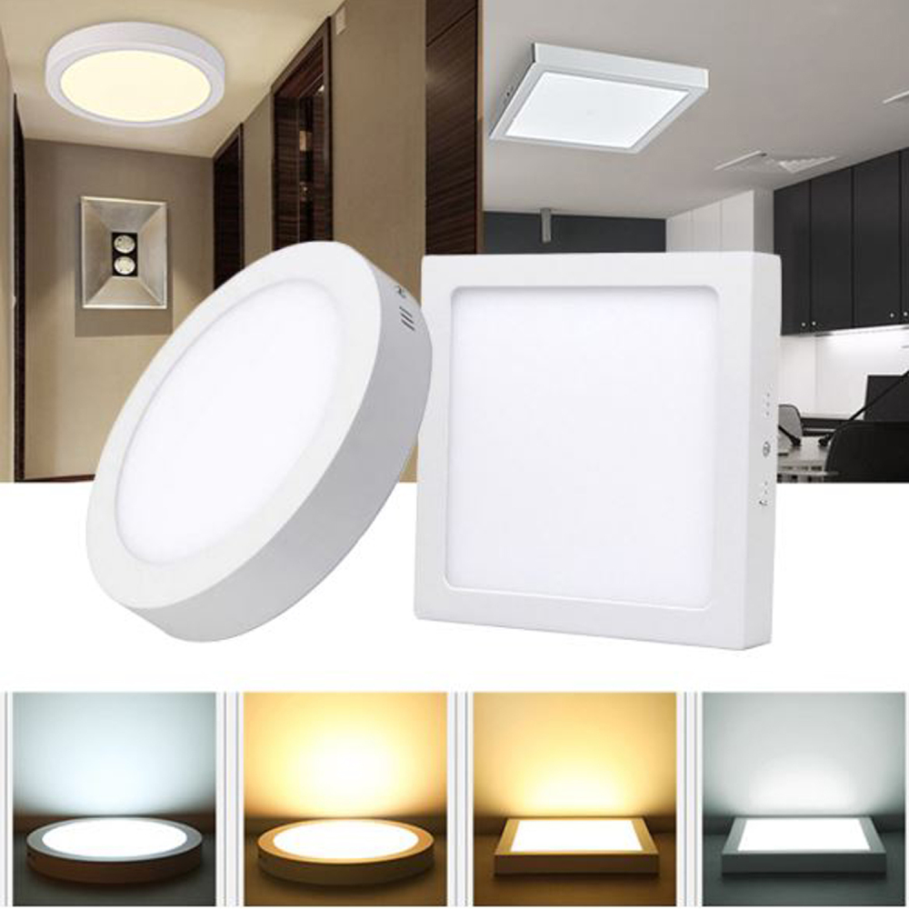 Round/Square 24W LED Panel Lamp Surface Mounted Ceiling light Warm/Cool/Neutral White