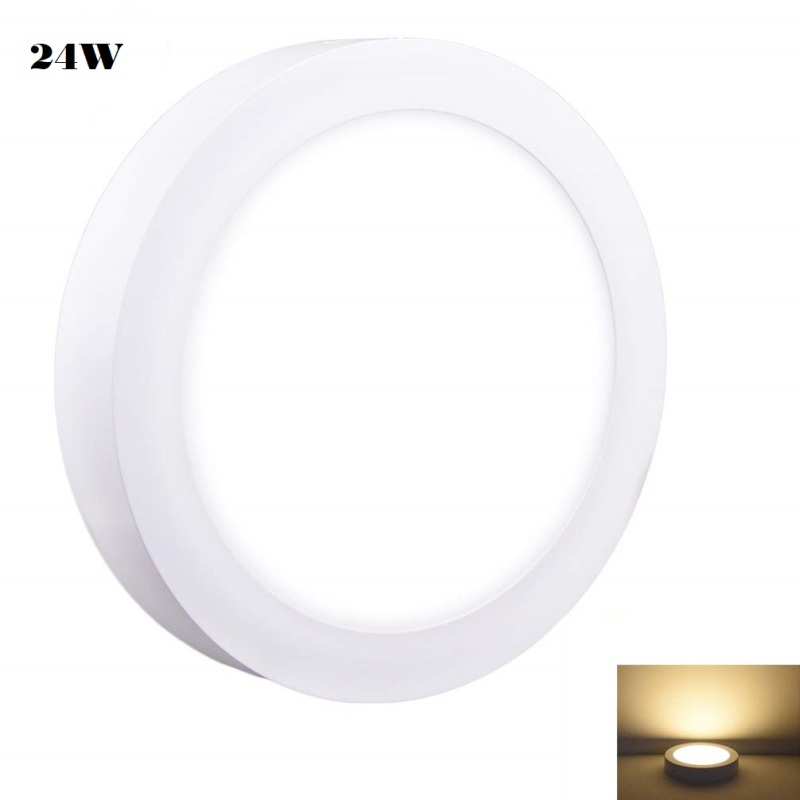 Round/Square 24W LED Panel Lamp Surface Mounted Ceiling light Warm/Cool/Neutral White