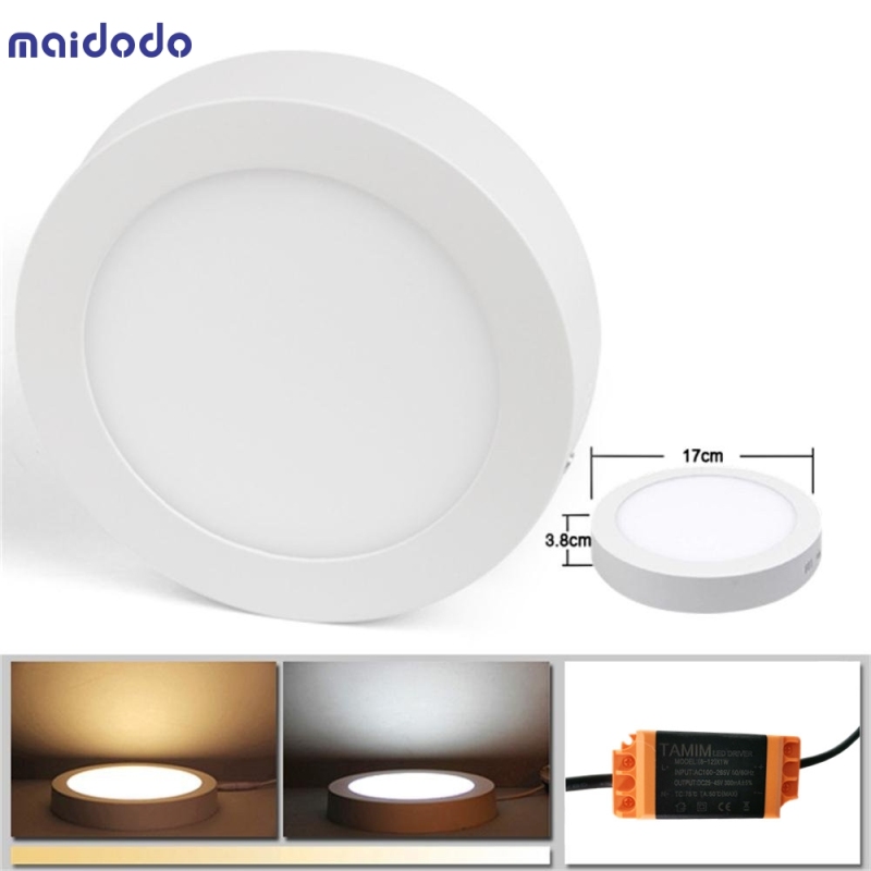 2x Round/Square 12W LED Panel Lamp Surface Mounted Ceiling light Warm/Cool/Neutral White