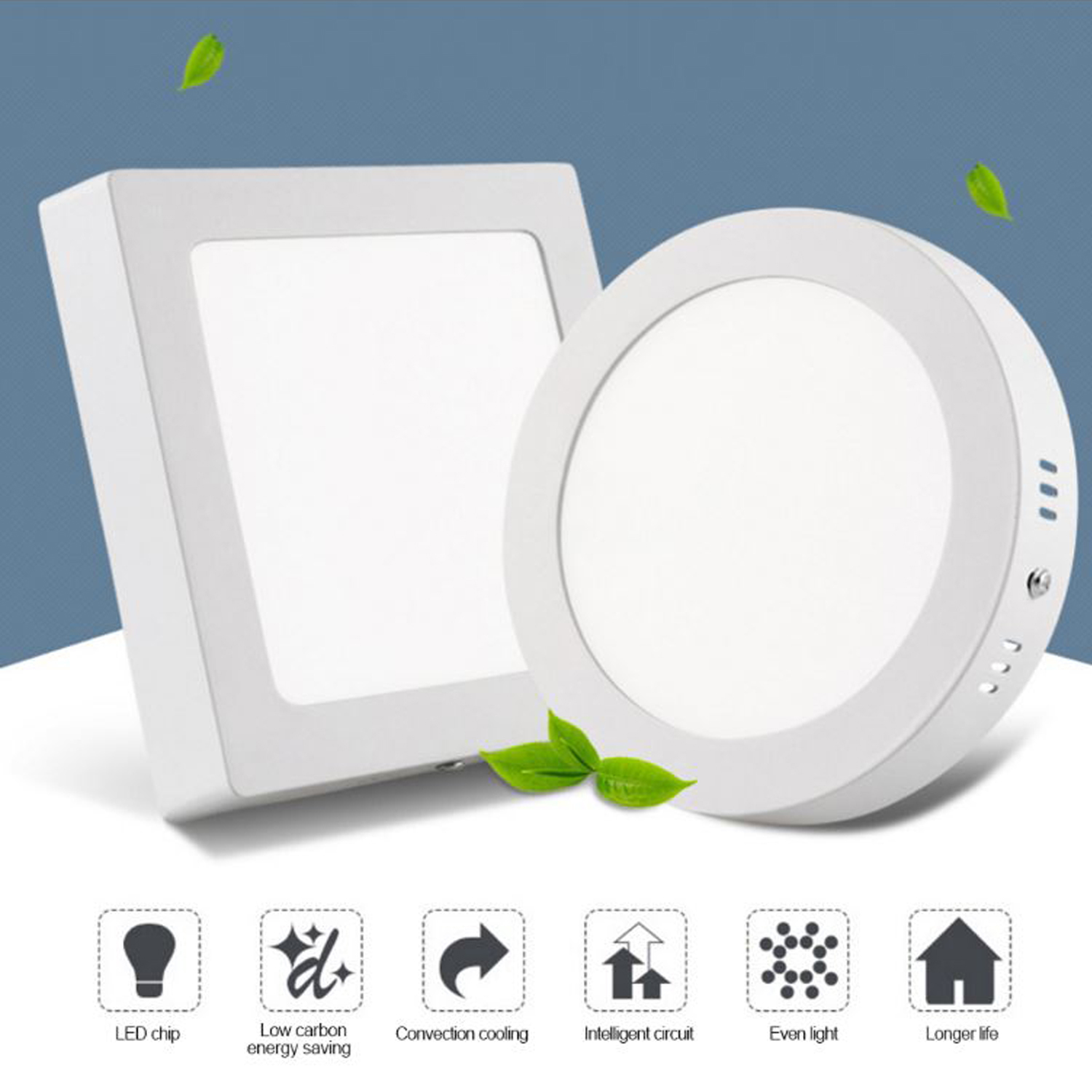 Round/Square 18W LED Panel Lamp Surface Mounted Ceiling light Warm/Cool/Neutral White