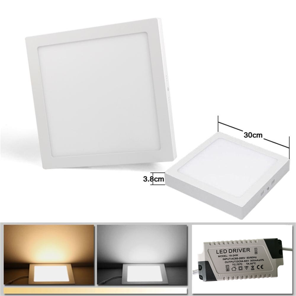 Round/Square 24W LED Panel Lamp Surface Mounted Ceiling light Warm/Cool/Neutral White