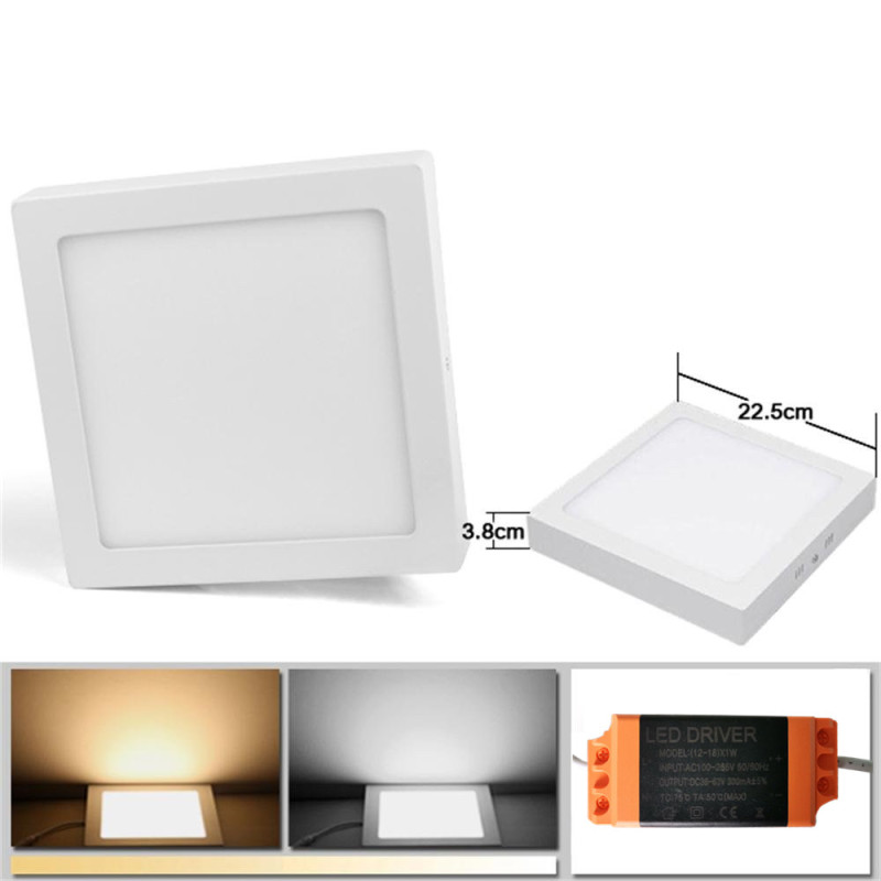 Round/Square 18W LED Panel Lamp Surface Mounted Ceiling light Warm/Cool/Neutral White