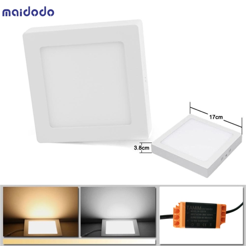 2x Round/Square 12W LED Panel Lamp Surface Mounted Ceiling light Warm/Cool/Neutral White