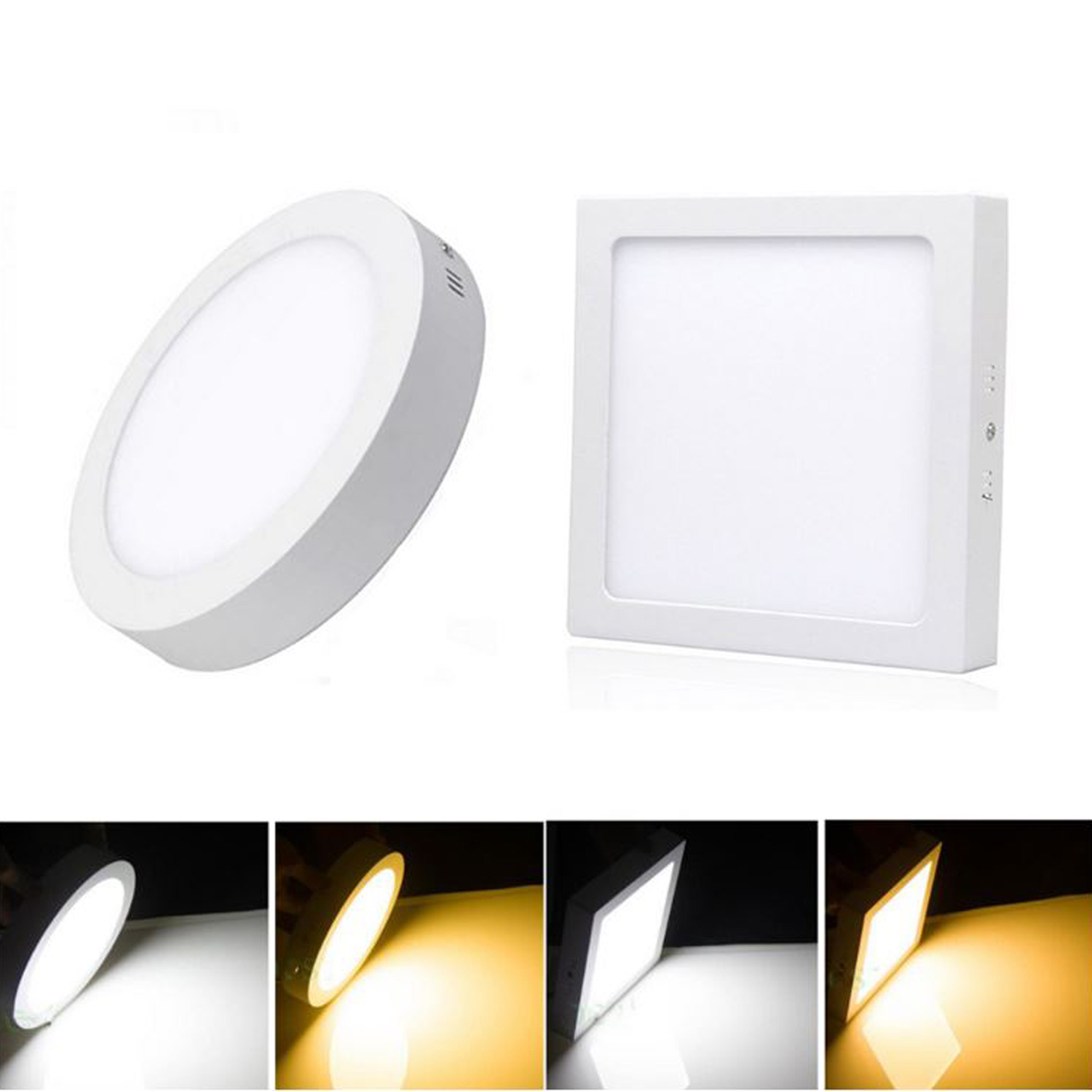 2x Round/Square 12W LED Panel Lamp Surface Mounted Ceiling light Warm/Cool/Neutral White