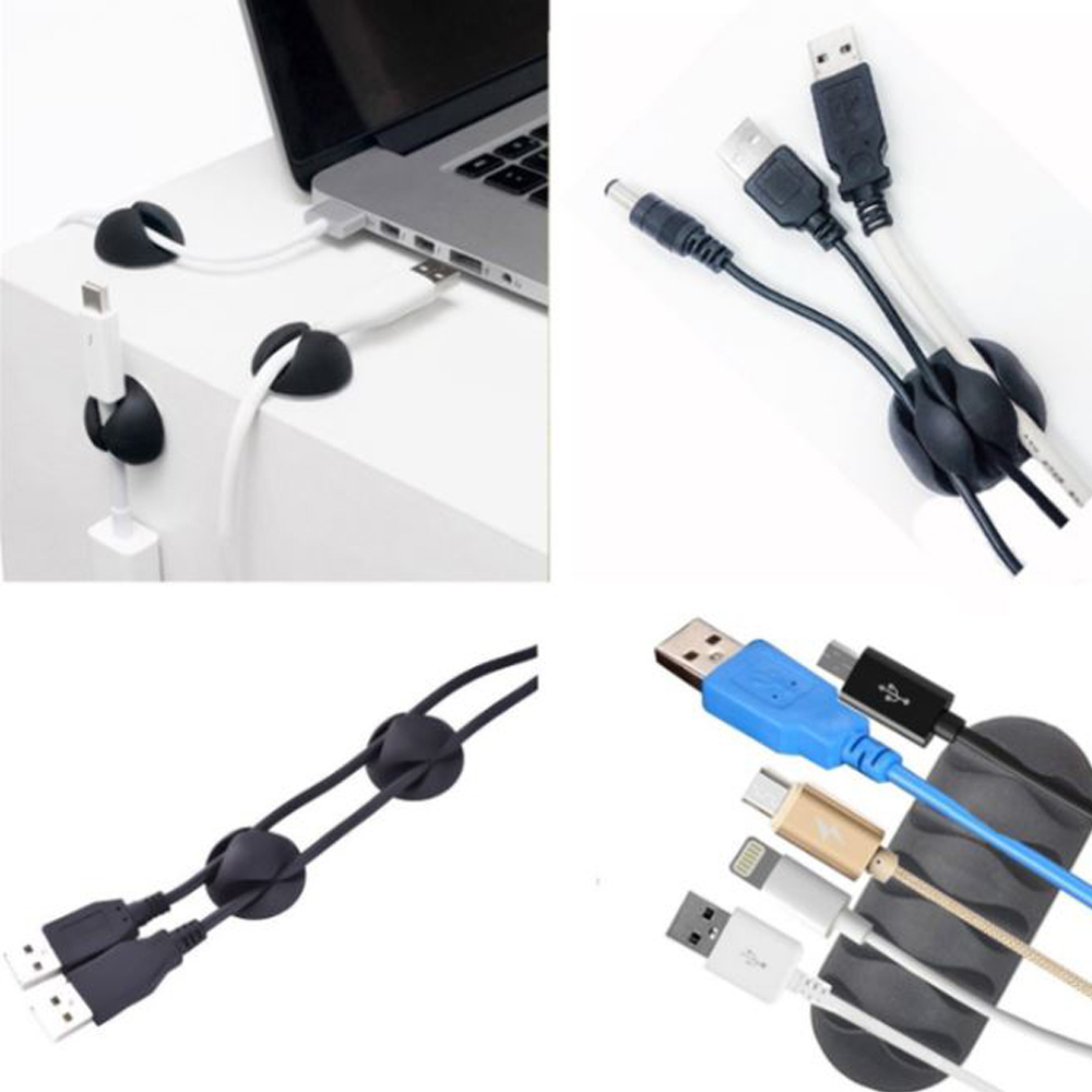Silicone Desktop Wire Holder USB Cable Fixer Electrical Cable Organizer Hub