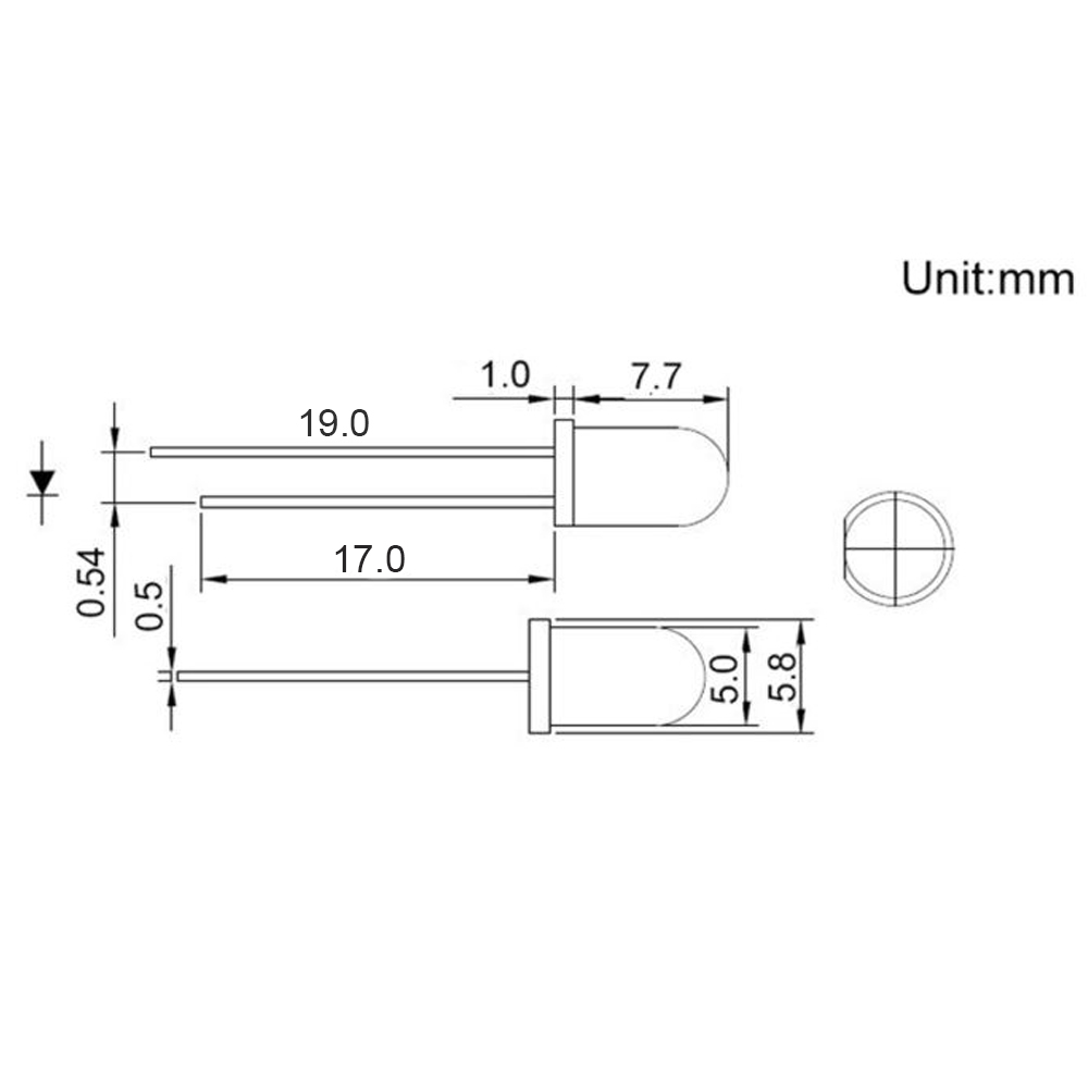 F5 5MM SHOT LED Diode Light Red/Yellow/Blue/White/Green