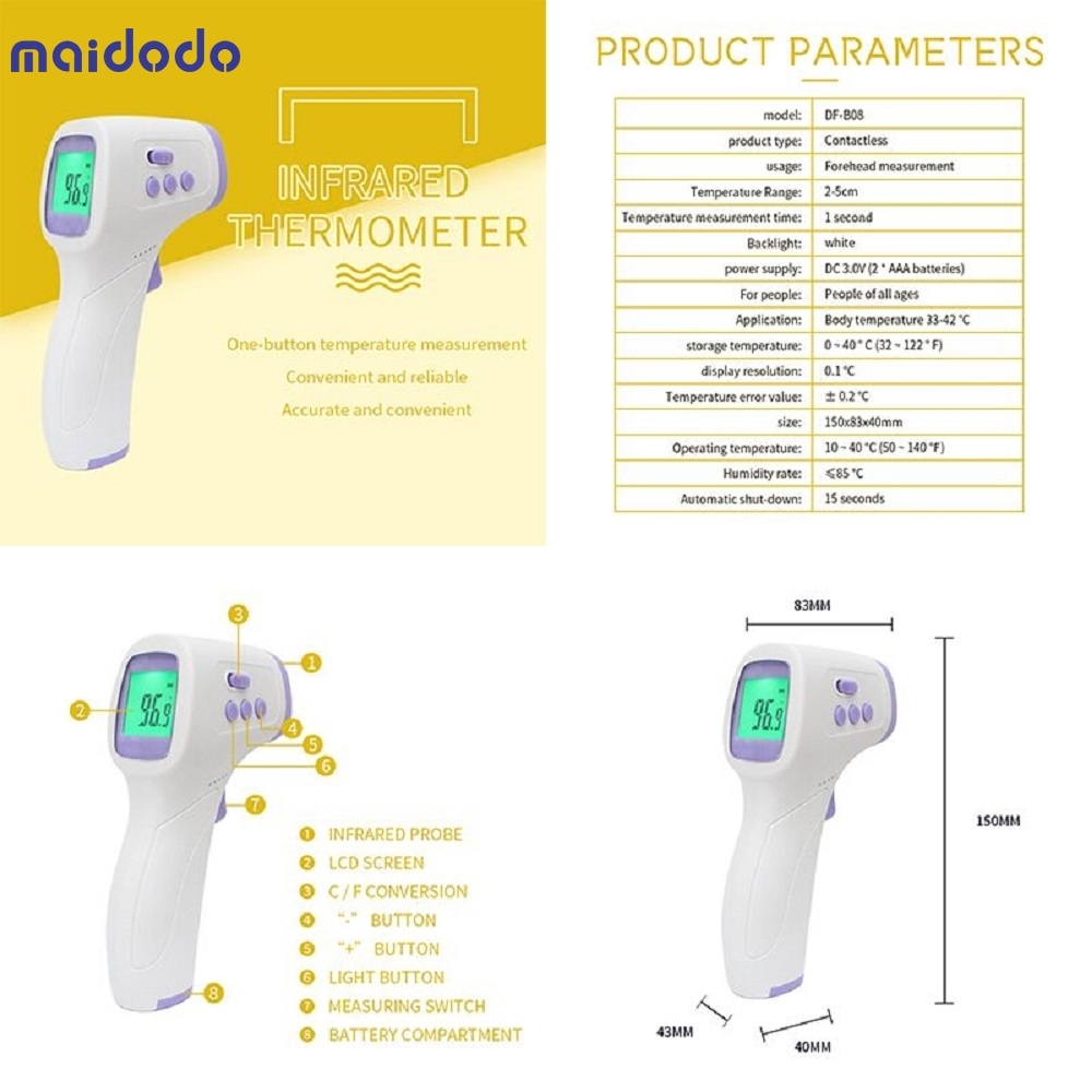 Medical Non-Contact Infrared LCD Digital Thermometer Gun