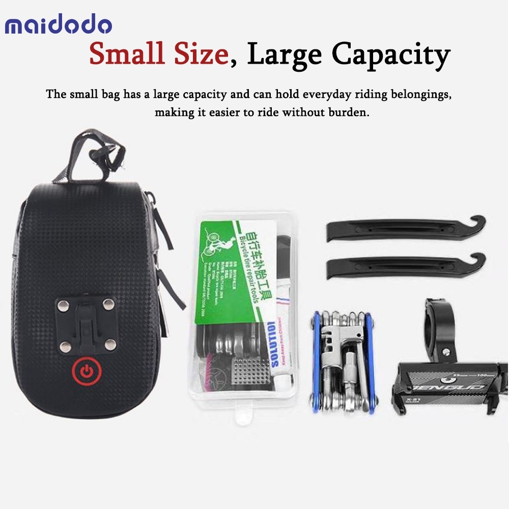USB Rechargeable Bicycle Tail Bag Riding Equipment Illuminated Warning Bag