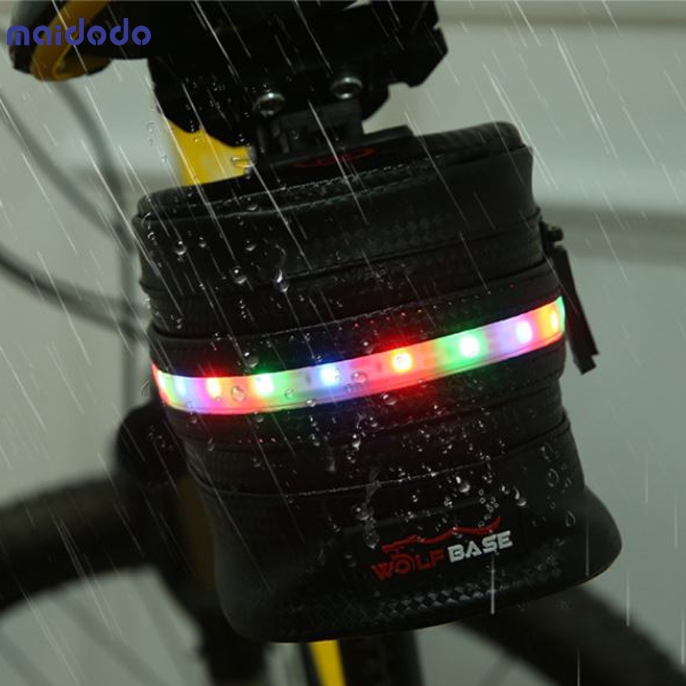 USB Rechargeable Bicycle Tail Bag Riding Equipment Illuminated Warning Bag