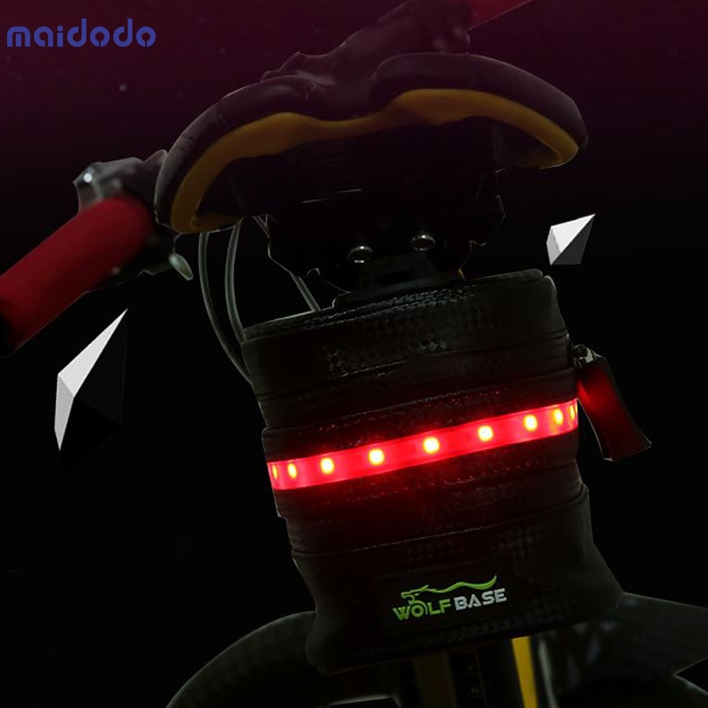 USB Rechargeable Bicycle Tail Bag Riding Equipment Illuminated Warning Bag