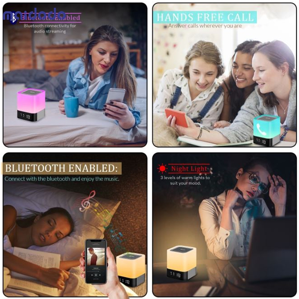 Smart Speaker Blue tooth Speaker with Night Light Touch Control Bedside Lamp with Music Player Active Speaker