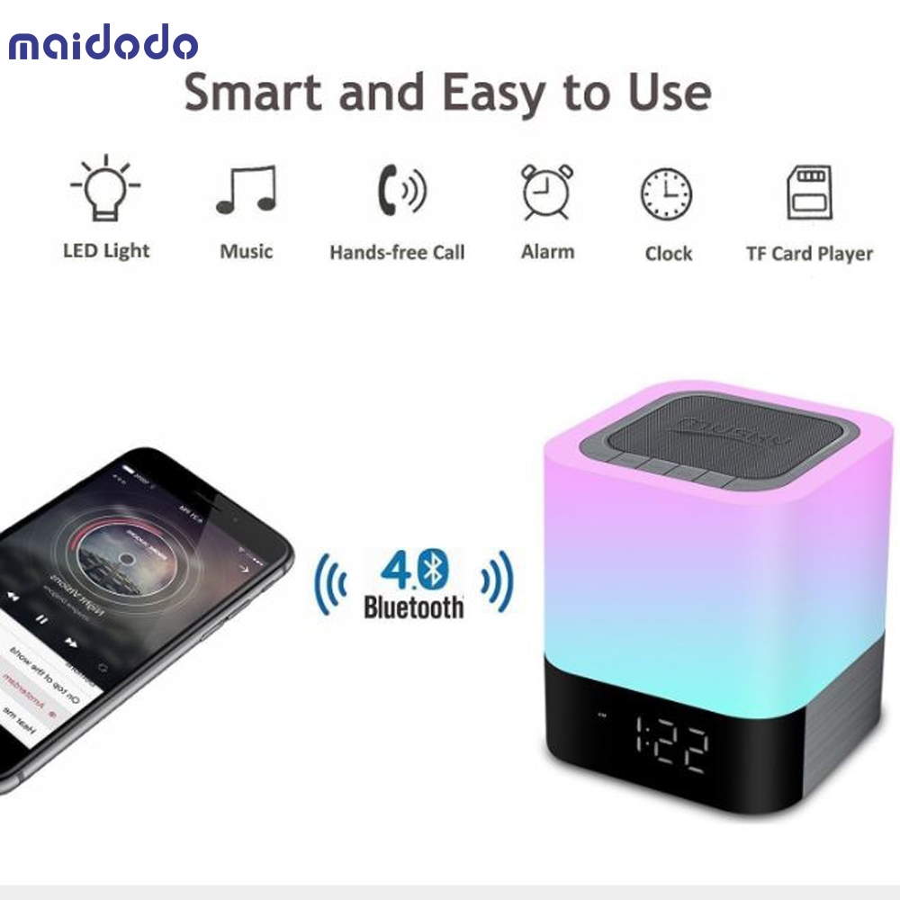 Smart Speaker Blue tooth Speaker with Night Light Touch Control Bedside Lamp with Music Player Active Speaker