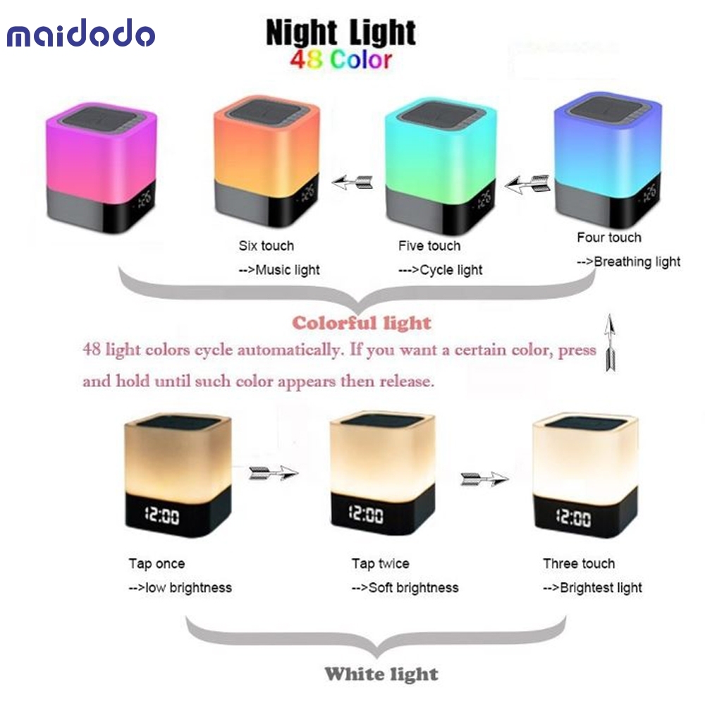 Smart Speaker Blue tooth Speaker with Night Light Touch Control Bedside Lamp with Music Player Active Speaker