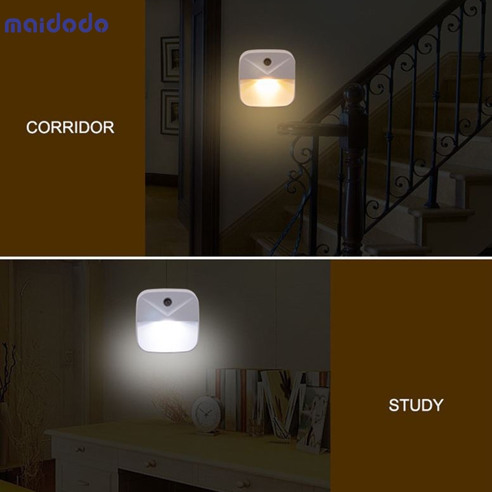 EU US Plug Light Sensor Control Night Light Mini Novelty Square Bedroom lamp For Baby Gift