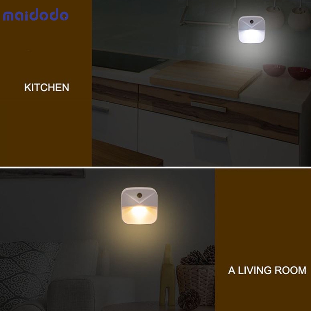 EU US Plug Light Sensor Control Night Light Mini Novelty Square Bedroom lamp For Baby Gift