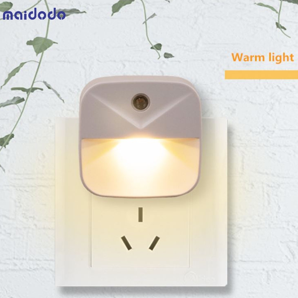 EU US Plug Light Sensor Control Night Light Mini Novelty Square Bedroom lamp For Baby Gift