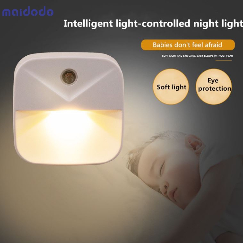 EU US Plug Light Sensor Control Night Light Mini Novelty Square Bedroom lamp For Baby Gift