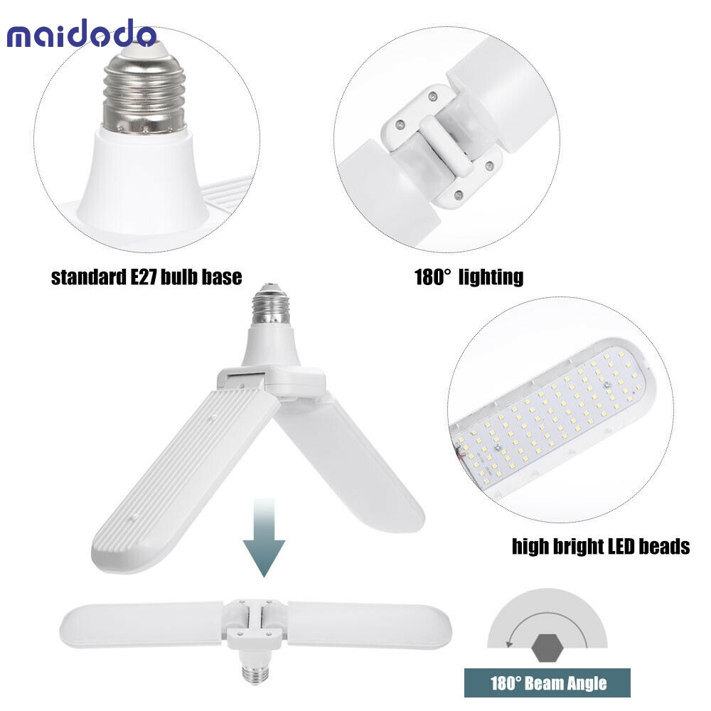 24W 36W 48W 60W LED Folding Fan Blade Corn Bulb Lamp Energy Saving Light Garage Security Light