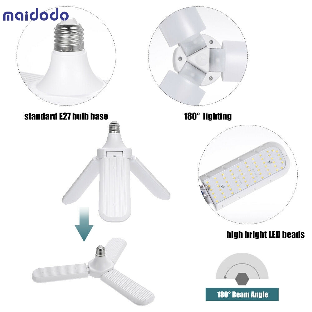 24W 36W 48W 60W LED Folding Fan Blade Corn Bulb Lamp Energy Saving Light Garage Security Light