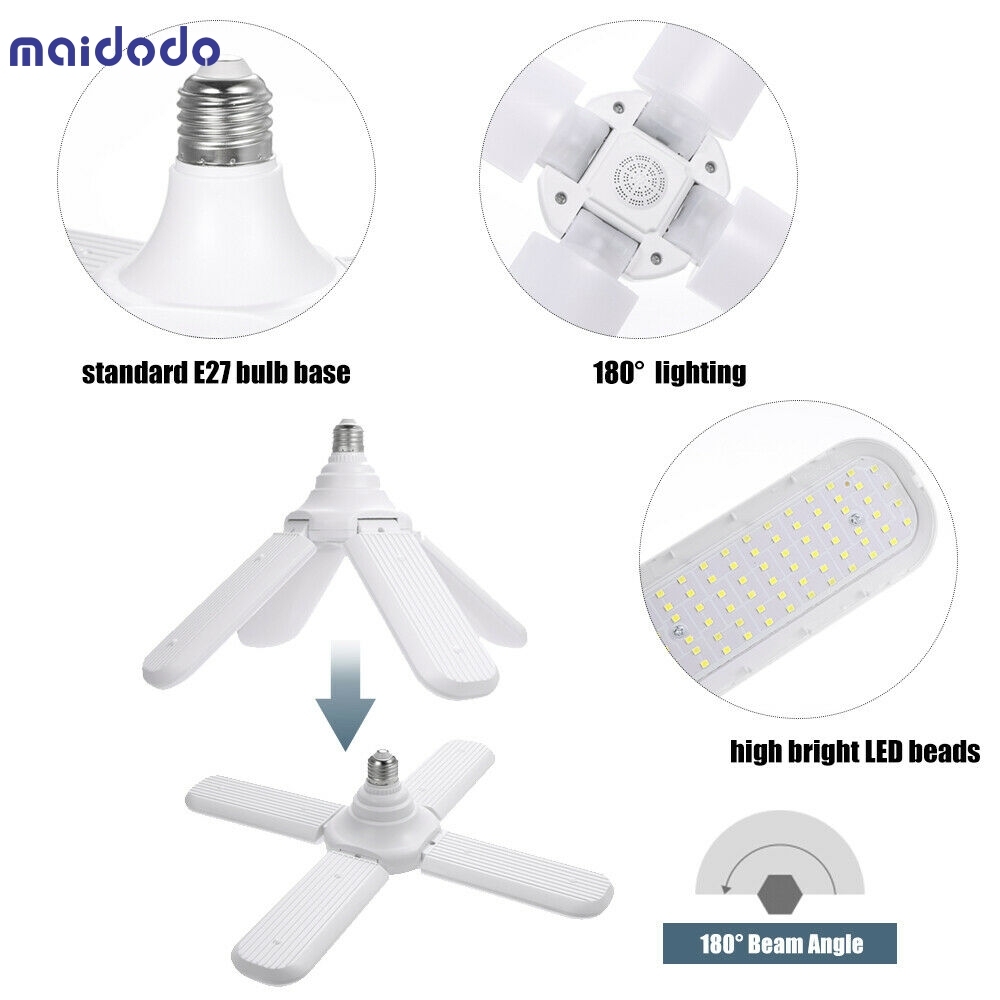 24W 36W 48W 60W LED Folding Fan Blade Corn Bulb Lamp Energy Saving Light Garage Security Light