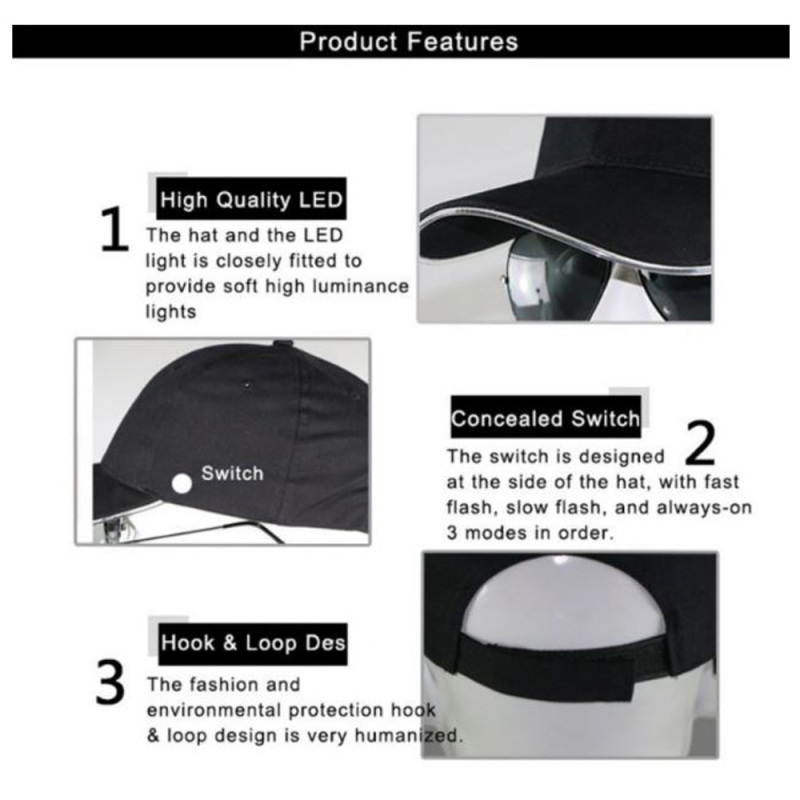 Cool LED Light Up Baseball Caps Glowing Adjustable Hats Perfect for Party Hip-hop Running and More