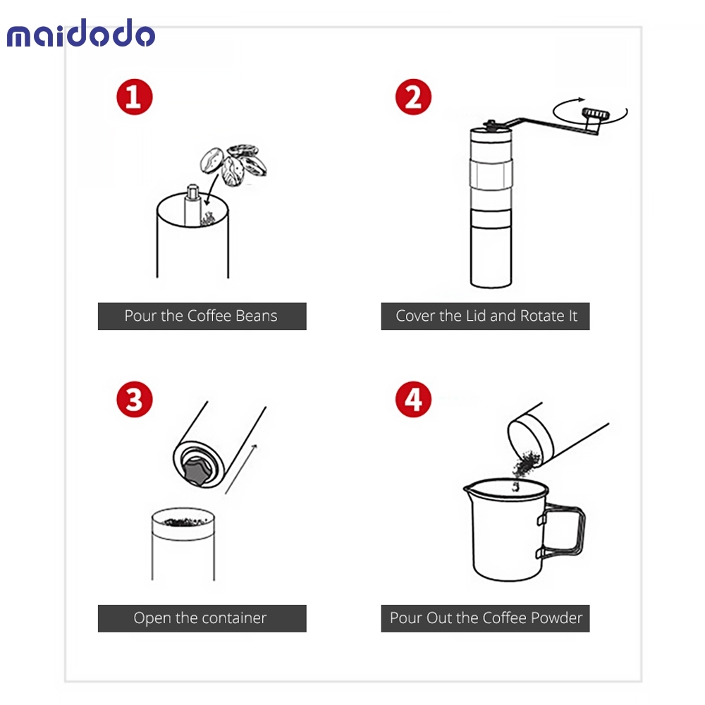Manual Ceramic Coffee Grinder Stainless Steel Adjustable Coffee Bean Mill With Rubber Loop Ring Easy Clean Kitchen Tools