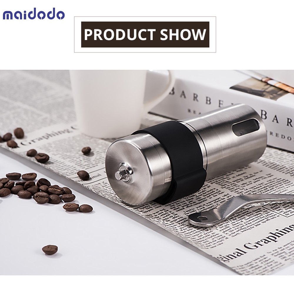 Manual Ceramic Coffee Grinder Stainless Steel Adjustable Coffee Bean Mill With Rubber Loop Ring Easy Clean Kitchen Tools