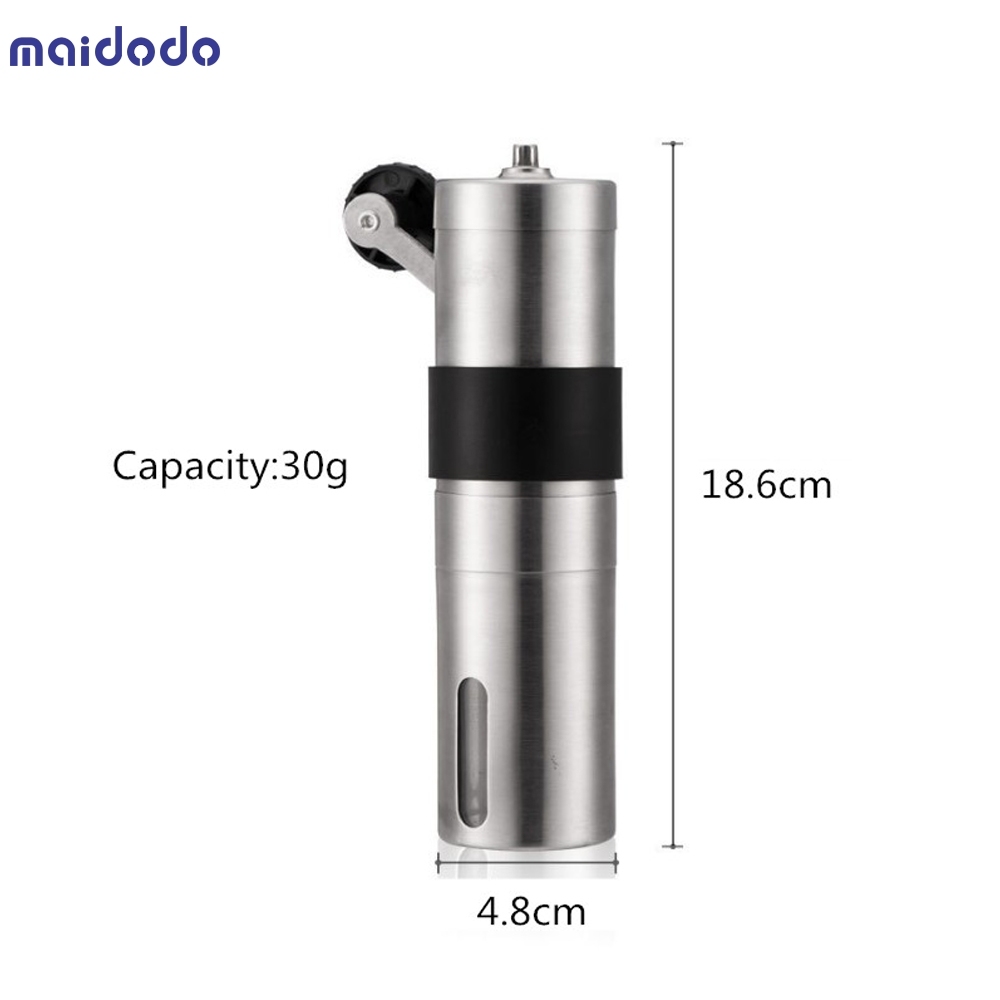 Manual Ceramic Coffee Grinder Stainless Steel Adjustable Coffee Bean Mill With Rubber Loop Ring Easy Clean Kitchen Tools