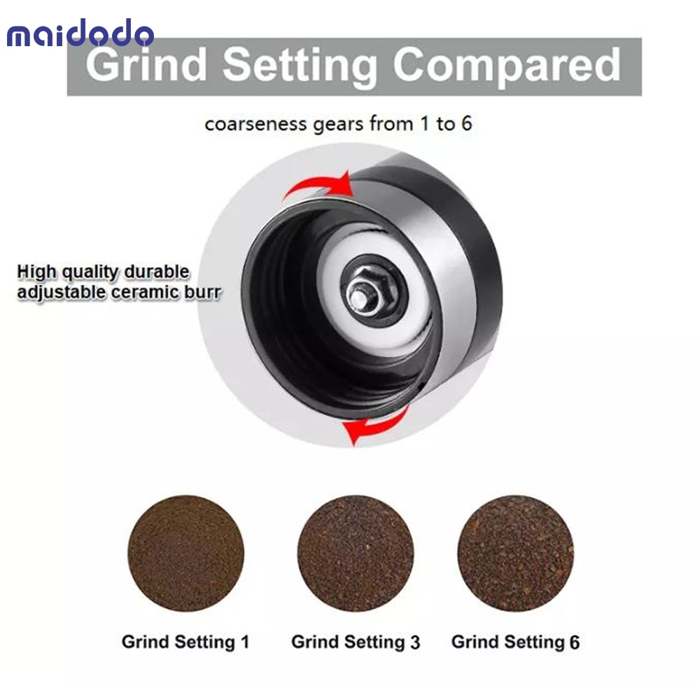 Manual Ceramic Coffee Grinder Stainless Steel Adjustable Coffee Bean Mill With Rubber Loop Ring Easy Clean Kitchen Tools