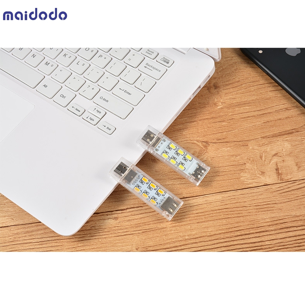 Mini USB Night Light 12 LEDs Double Side Charging Reading Light Camping Lamp