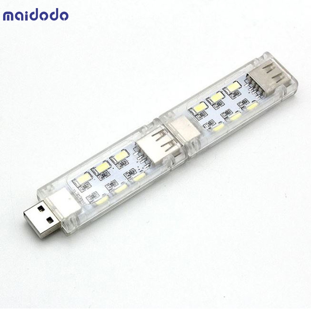 Mini USB Night Light 12 LEDs Double Side Charging Reading Light Camping Lamp