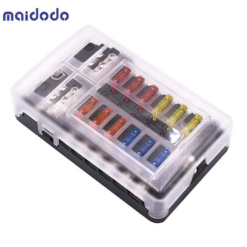 Car fuse box insert type screw with negative multi-channel fuse box LED indicator boat accessories