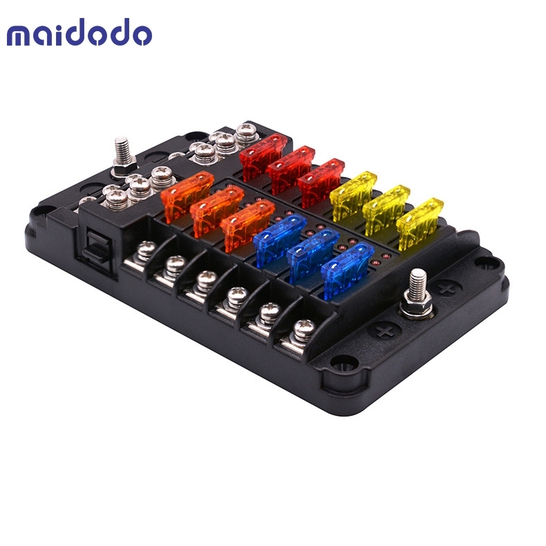 Car fuse box insert type screw with negative multi-channel fuse box LED indicator boat accessories
