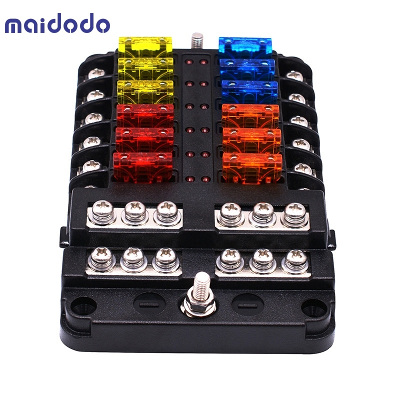 Car fuse box insert type screw with negative multi-channel fuse box LED indicator boat accessories