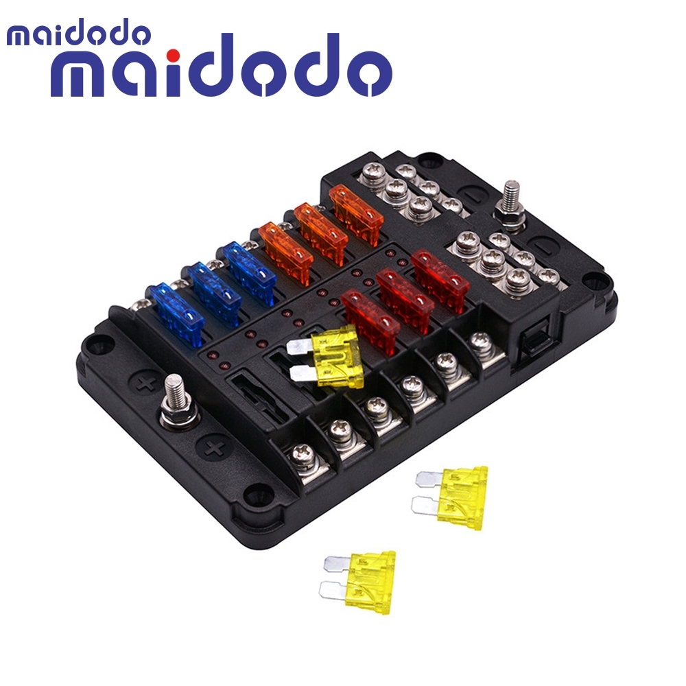 Car fuse box insert type screw with negative multi-channel fuse box LED indicator boat accessories