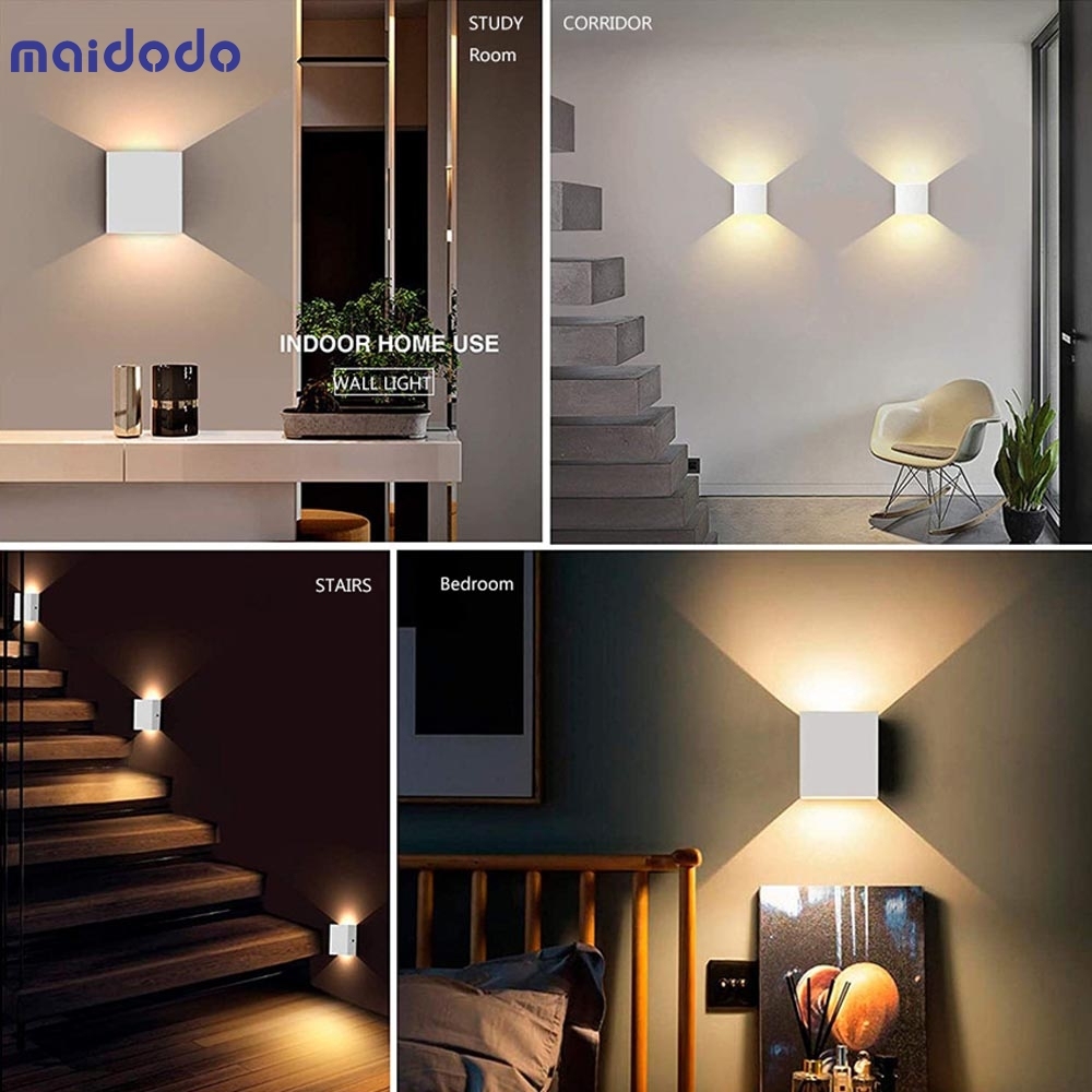 6W LED Wall Light Sconce Lamp, Up and Down Adjustable Light Beam, Black Shell Waterproof IP65 Warm White 3000K for Indoor Outdoor Wall Decorative (Bla