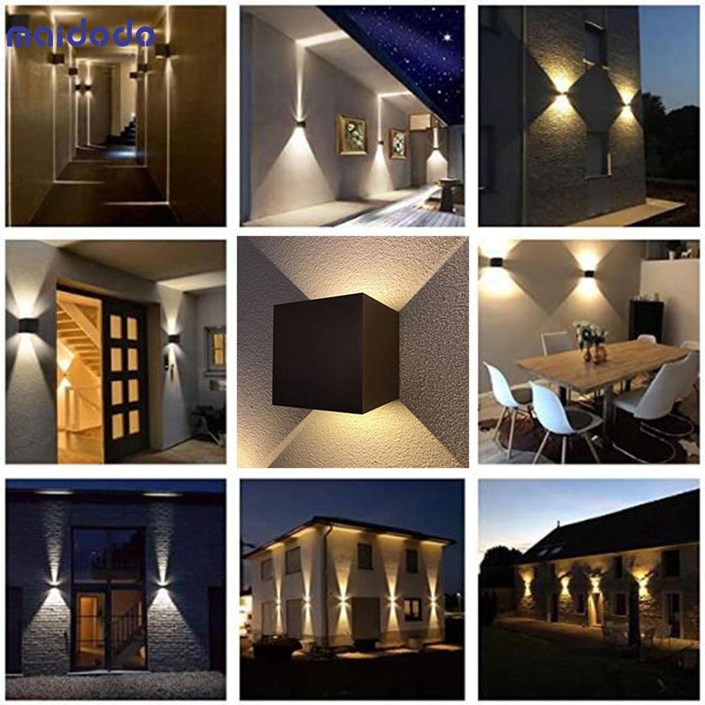 6W LED Wall Light Sconce Lamp, Up and Down Adjustable Light Beam, Black Shell Waterproof IP65 Warm White 3000K for Indoor Outdoor Wall Decorative (Bla