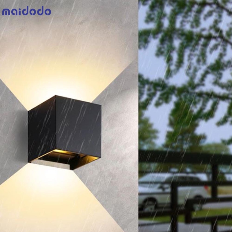 6W LED Wall Light Sconce Lamp, Up and Down Adjustable Light Beam, Black Shell Waterproof IP65 Warm White 3000K for Indoor Outdoor Wall Decorative (Bla