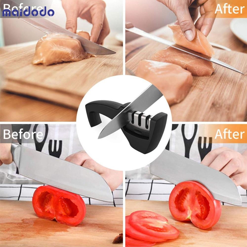 Black 3-stage high quality PP knife sharpener