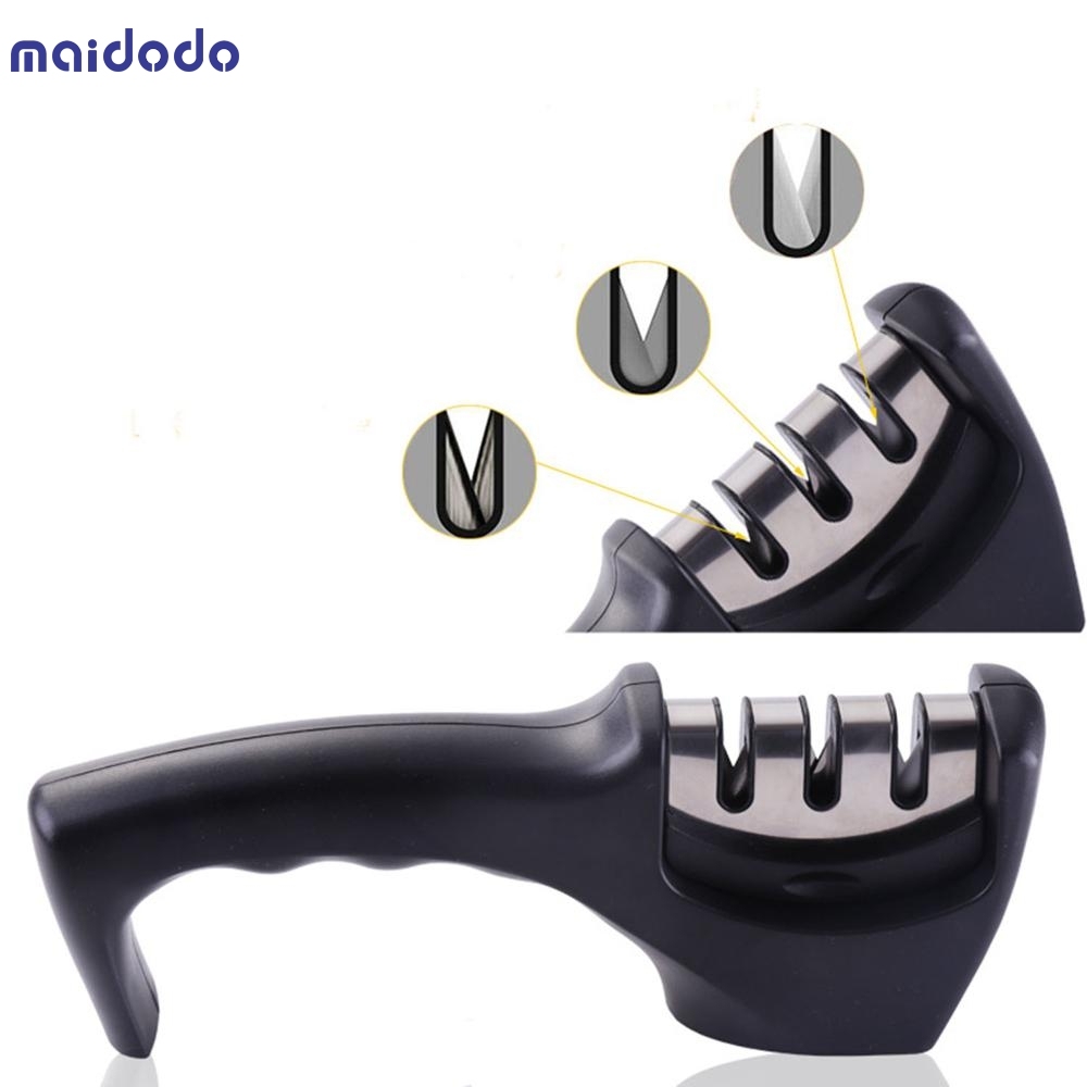 Black 3-stage high quality PP knife sharpener