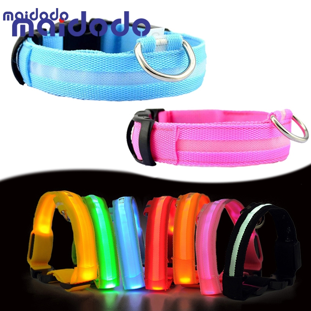 Nylon Pet Dog Collar Led Luminous Collar Light Night Safety Collar
