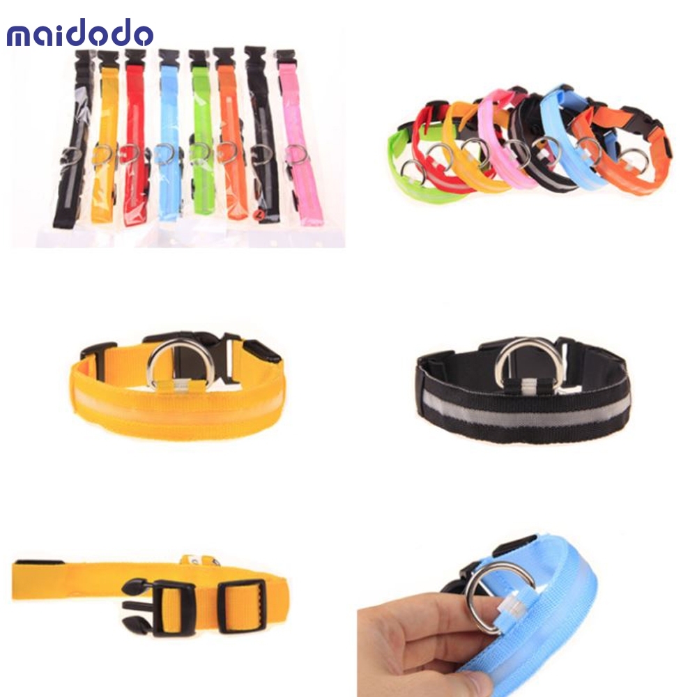 Nylon Pet Dog Collar Led Luminous Collar Light Night Safety Collar